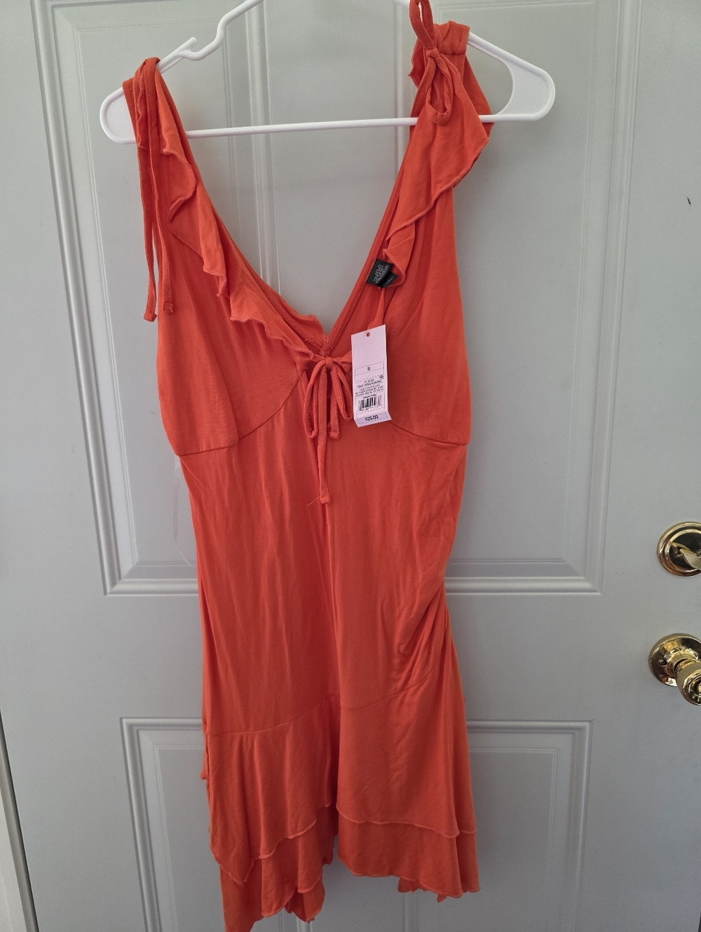 Wild Fable Vibrant Orange Tie-Front Ruffle Sundress Size Small